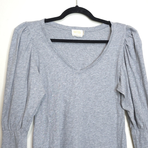 Nation LTD Emilia Drama Puff Sleeve Top Size Large Grey 100% Cotton Blouse - Picture 4 of 10